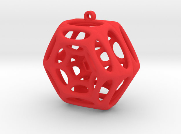 Voronoi Klein Earring (004) in Red Processed Versatile Plastic
