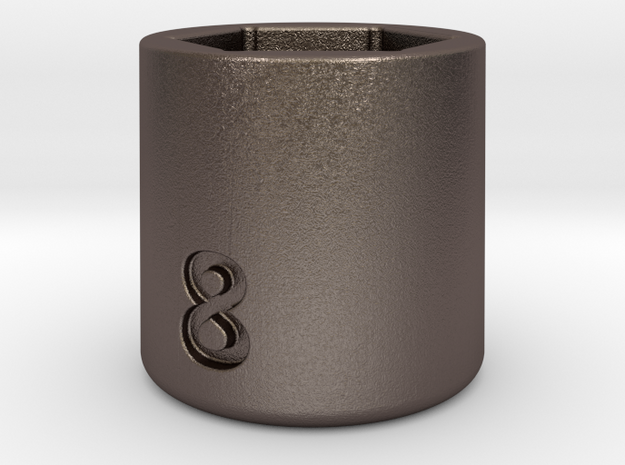 Ultra compact 8mm socket. Stainless steel. in Polished Bronzed Silver Steel