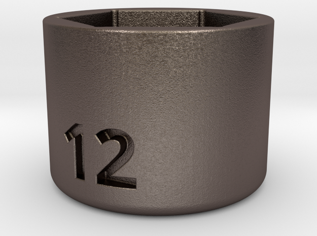 Ultra compact 12mm socket. Stainless steel. in Polished Bronzed Silver Steel