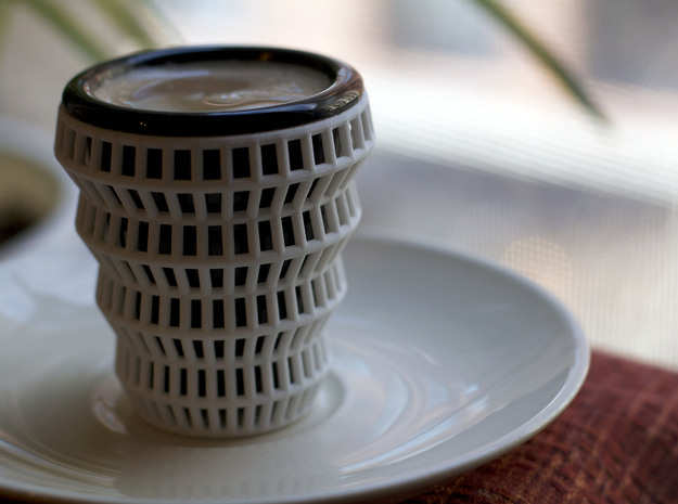 Wireframe Espresso Cup (Shell) in White Natural Versatile Plastic