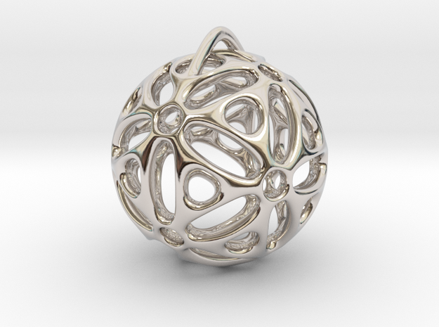 View of spherical games - part one. Pendant in Rhodium Plated Brass