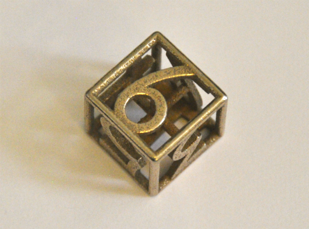 D6 Balanced - Numbers Only in Polished Bronzed Silver Steel