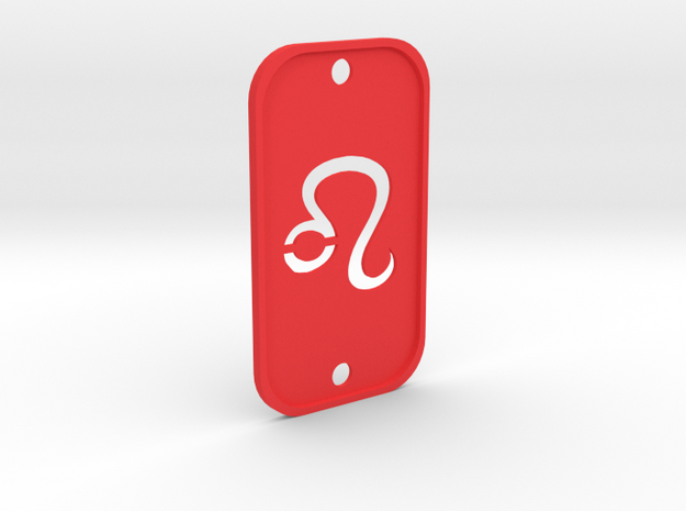 Leo  (The Lion) DogTag V2 in Red Processed Versatile Plastic