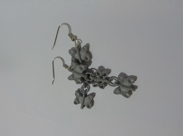 3 Dangling butterfly earrings (metallic plastic an in Tan Fine Detail Plastic