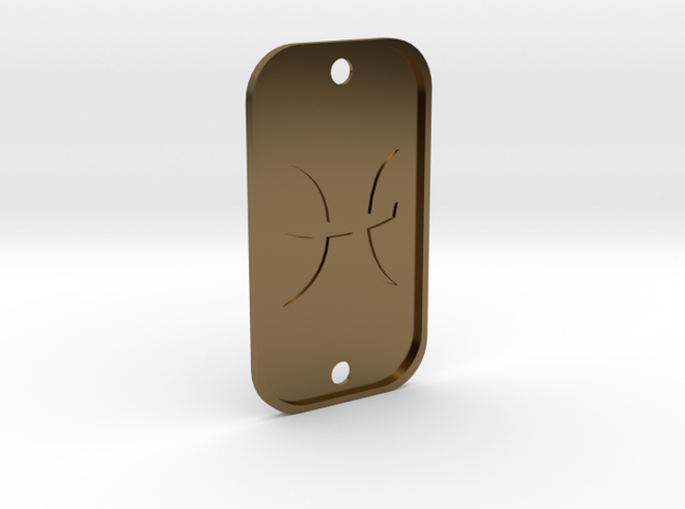 Pisces (The Fish) DogTag V4 in Polished Bronze