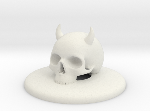 SKULL WITH HORNS #102 XL CONTROL COVER  in White Natural Versatile Plastic