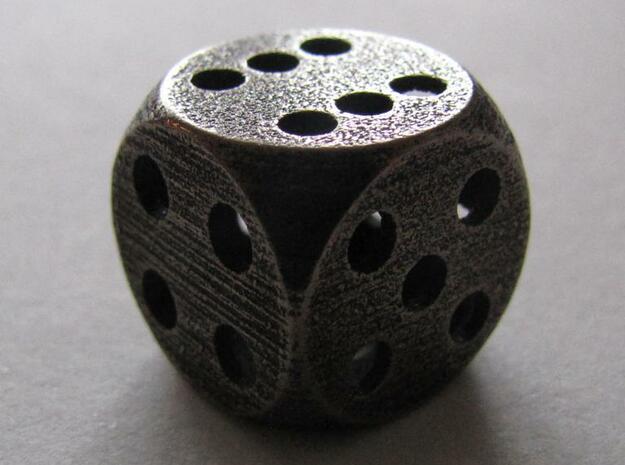 hollow dice made of metal - hohler Würfel Metall in Polished Bronze Steel