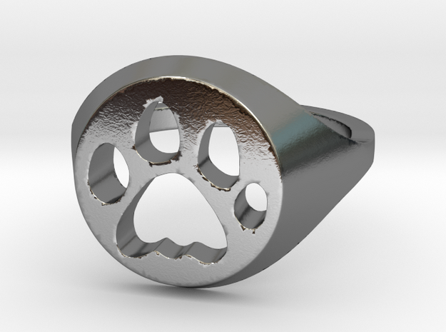 Cat ring  in Polished Silver: 7 / 54