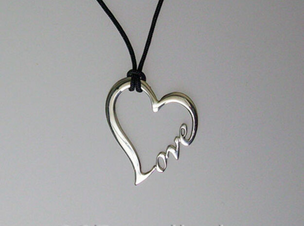 LOVE pendant in Polished Silver