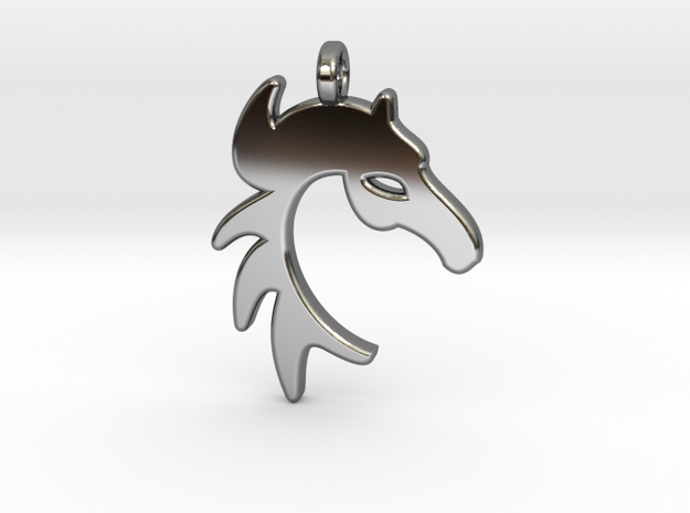 HORSE PENDANT in Fine Detail Polished Silver