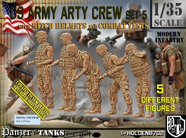 1/35 US Arty Crew Hot Weather Set5 in Tan Fine Detail Plastic