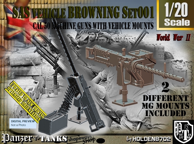 1/20 Browning cal 50 M2 set001 in Tan Fine Detail Plastic