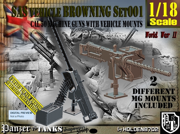 1/18 Browning cal 50 M2 set001 in Smooth Fine Detail Plastic