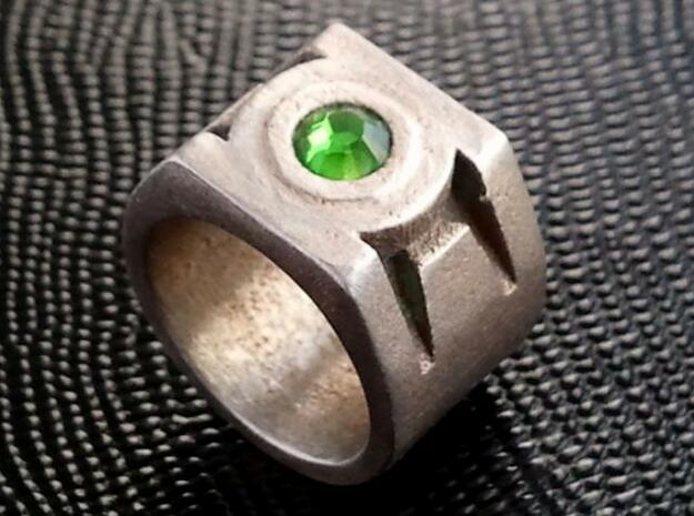 green lantern ring 13 in Polished Bronzed Silver Steel