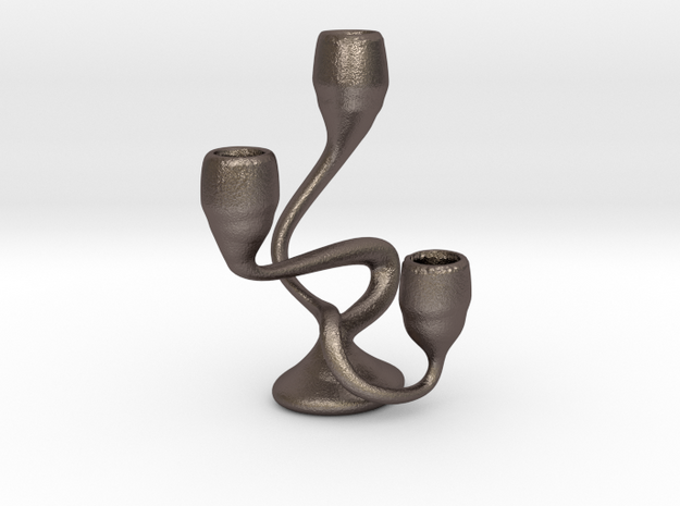 Tripla Candelabra - Taper (1/2") Candle in Polished Bronzed Silver Steel