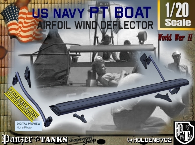 1/20 PT Boat Airfoil Wind Deflector Set001 in Tan Fine Detail Plastic