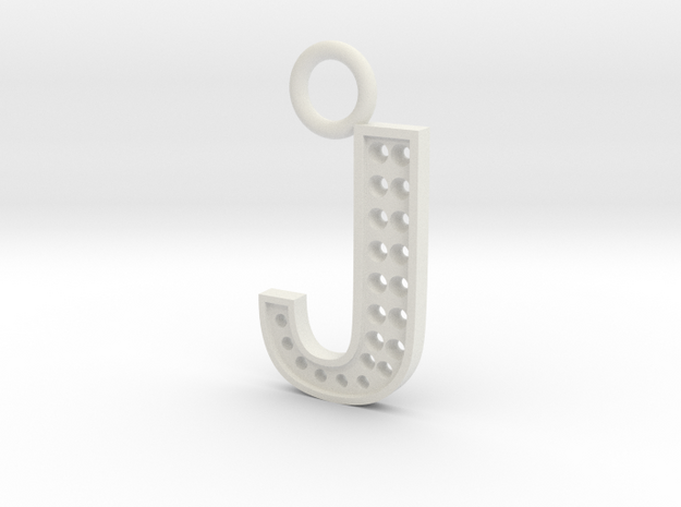 Letter J Key Ring Charm with rhinestone holes