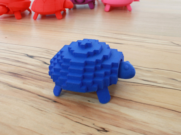Squishy Turtle - Pixelated in Blue Processed Versatile Plastic