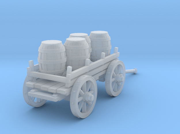4-wheeled cart with barrrels in Smooth Fine Detail Plastic