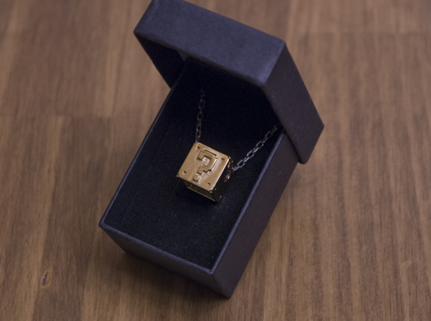 Question Cube [pendant] in 14k Gold Plated Brass
