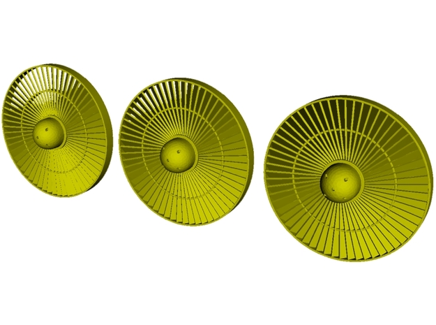 Ø26mm jet engine turbine fan A x 3 in Tan Fine Detail Plastic