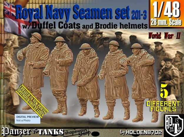 1/48 Royal Navy Duffel Coat Set201-3 in Tan Fine Detail Plastic