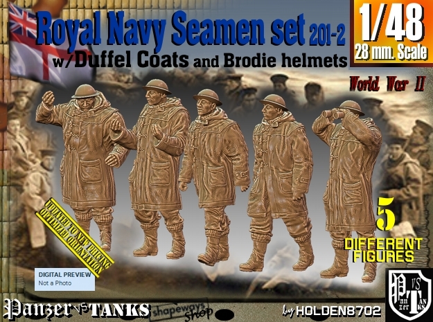 1/48 Royal Navy Duffel Coat Set201-2 in Tan Fine Detail Plastic