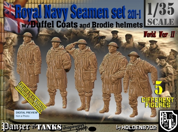 1/35 Royal Navy Duffel Coat Set201-1 in Tan Fine Detail Plastic