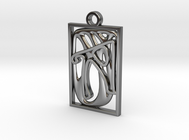 Personalised Voronoi Rectangular Pendant in Fine Detail Polished Silver