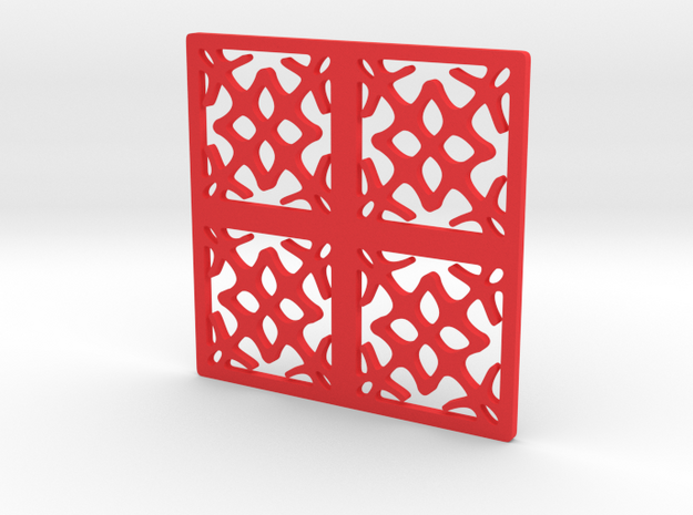 Cup coaster - pattern I in Red Processed Versatile Plastic