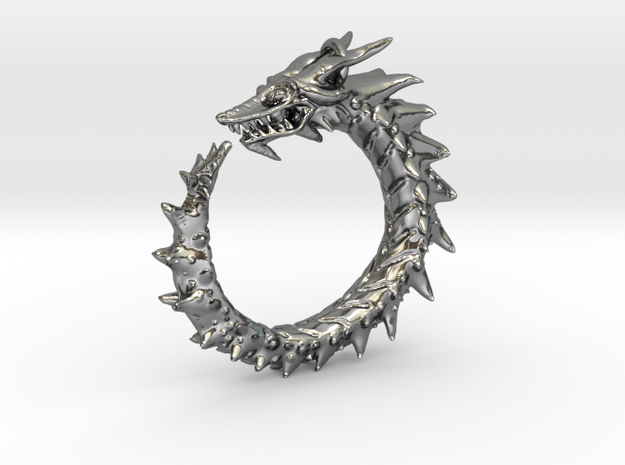 Dragon Amulet Complex in Polished Silver