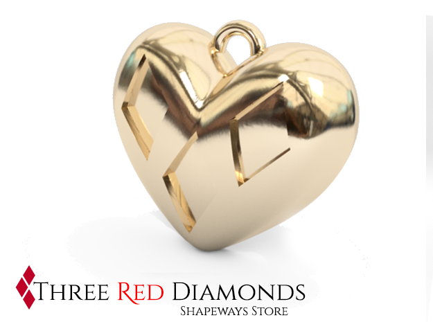 Diamond Kissed Heart Pendant in White Natural Versatile Plastic: Small