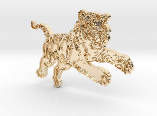 Tiger Pendant in 14K Yellow Gold