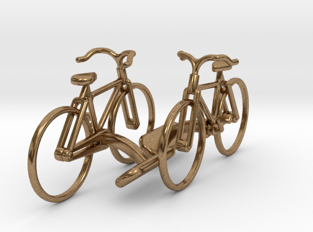 Bicycle Cufflinks in Natural Brass