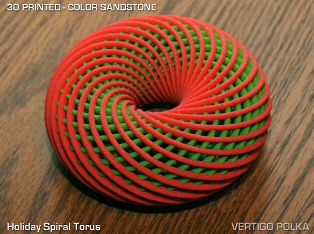 Holiday Spiral Torus in Full Color Sandstone