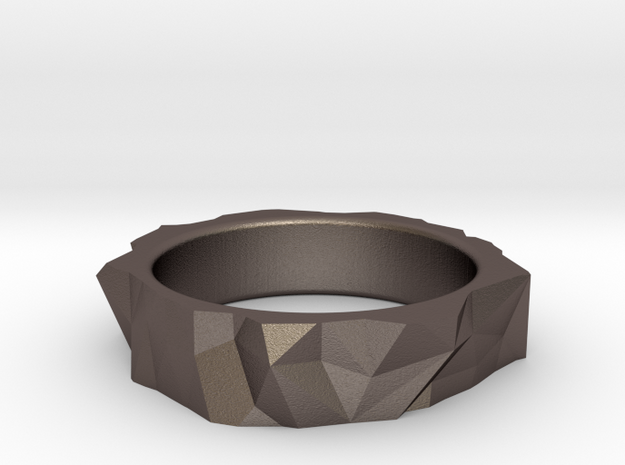 Origami Ring in Polished Bronzed Silver Steel: 6 / 51.5