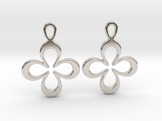 Four-leaf clover. Earrings in Rhodium Plated Brass