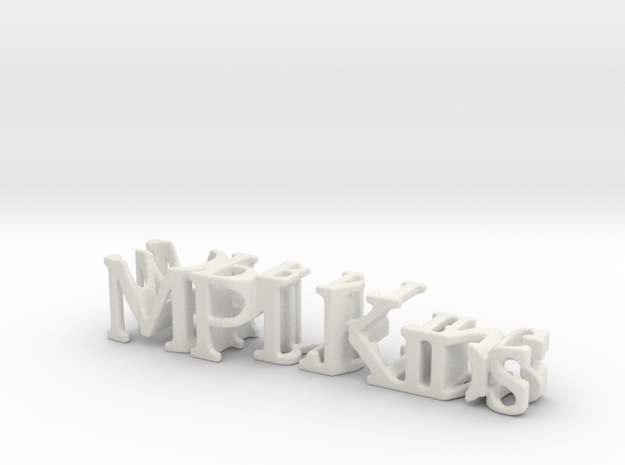 3dWordFlip: MPLKids/3DPrinting in White Natural Versatile Plastic