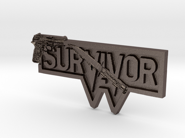 Survivor Pendant in Polished Bronzed Silver Steel
