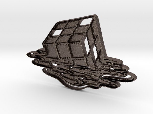 Rubix Cube Art Pendant in Polished Bronzed Silver Steel