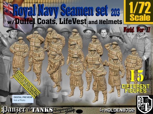 1/72 Royal Navy D-Coat+Lifevst Set203 in Tan Fine Detail Plastic