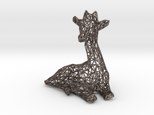 Giraffe wire frame in Polished Bronzed Silver Steel: Extra Small