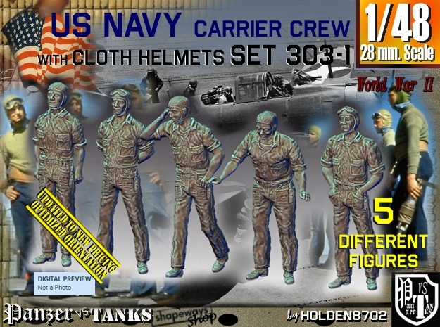 1/48 USN Carrier Deck Crew Set303-1 in Tan Fine Detail Plastic