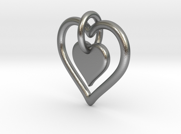 Interlocking heart - custom initial in Natural Silver (Interlocking Parts)