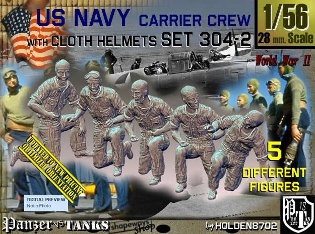 1/56 USN Carrier Deck Crew Set304-2 in Tan Fine Detail Plastic