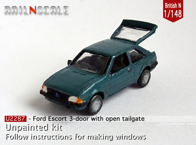 Ford Escort with open tailgate (British N 1:148) in Tan Fine Detail Plastic