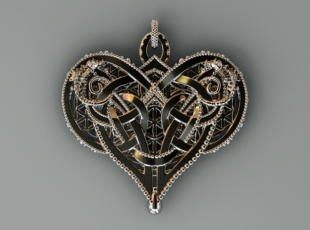 Interlocking Knot Heart Pendant in Polished Silver (Interlocking Parts)
