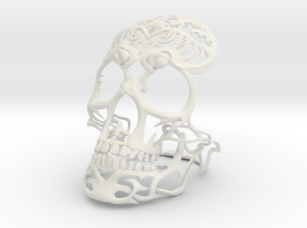 Skull sculpture Tribal Sugar 150mm in White Natural Versatile Plastic
