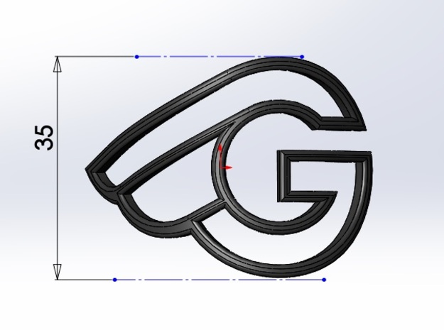 G-bicycle front logo - height 35mm - diameter 42mm in White Natural Versatile Plastic