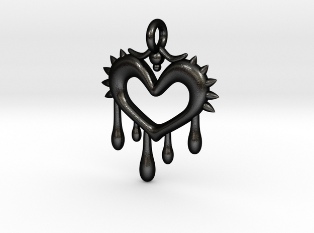 Bleeding Heart Pendant in Matte Black Steel
